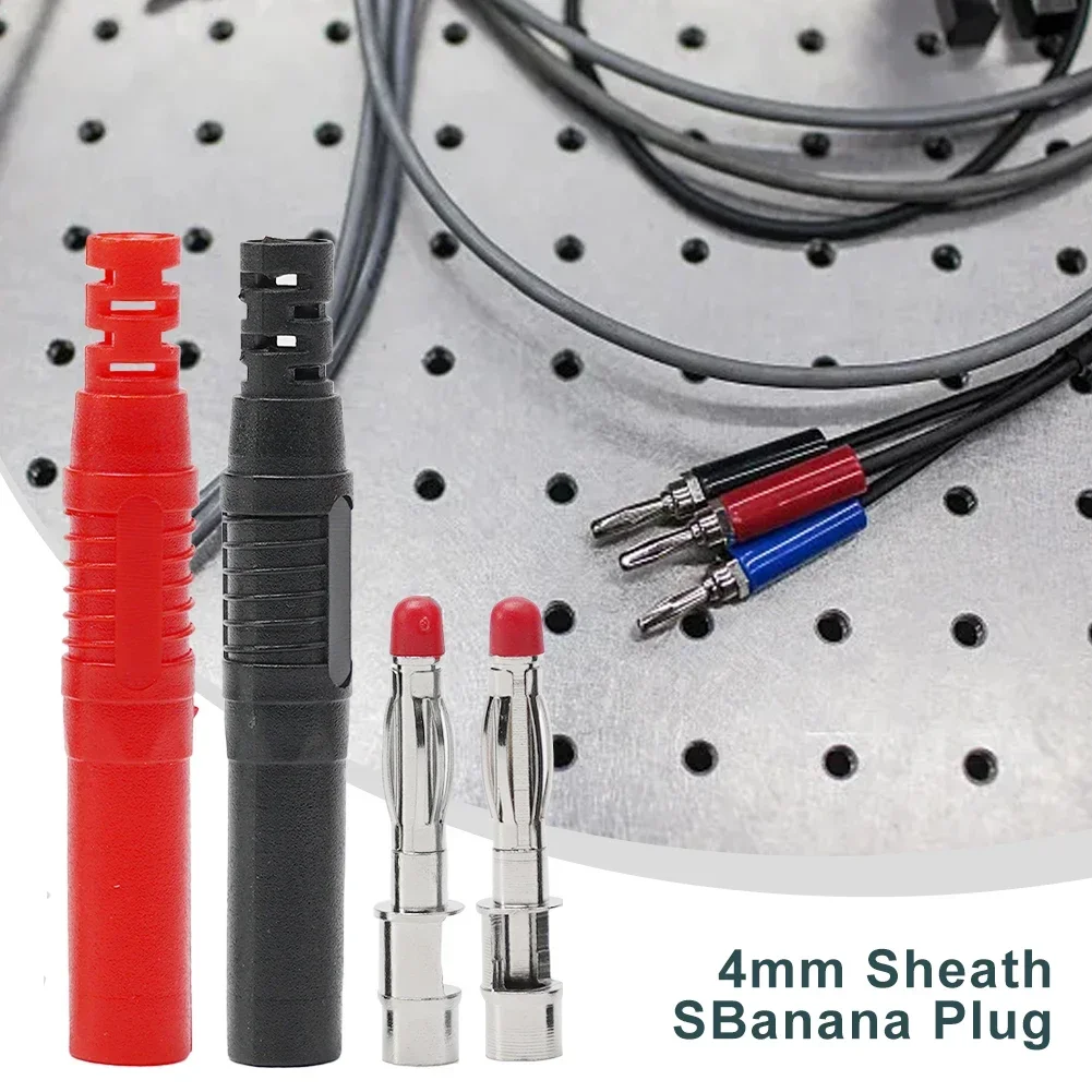 2 Pcs Insulated Safety 4mm Male Banana  DIY Connectors Instrument Test   4mm Straight Wire Solder DIY Connector