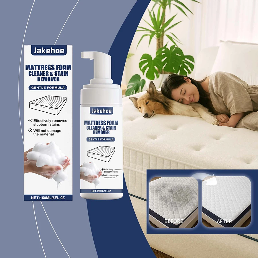 150ml Mattress Foam Cleaner Stain Remover Spray Waterless Dry Clean for Carpet Sofa Fabric Curtain Sweat Yellow Spot Urine Odor