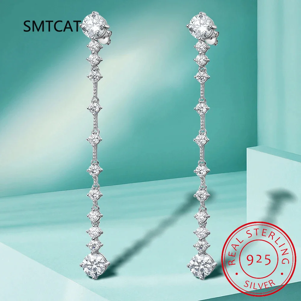 

D Color 1.5/3ct Long Tassels Moissanite Earrings for Women Premium Party Wedding Ear Studs S925 Sterling Silver Jewelry Brincos