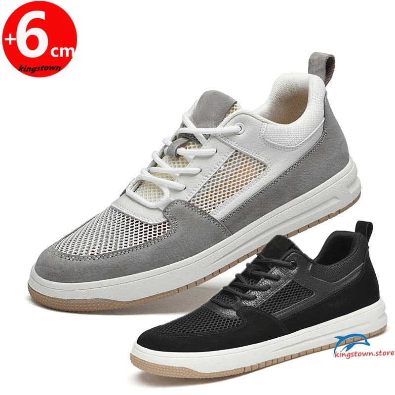 Men Sneakers Elevator  Height Increase Insole 6cm Fashion Man White  Tall Shoes