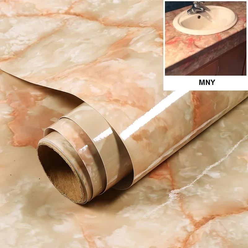 Marble Self Adhesive Wallpaper Kitchen Bathroom Pvc Waterproof Countertop Stickers Furniture Renovation Stickers Wall Coverings