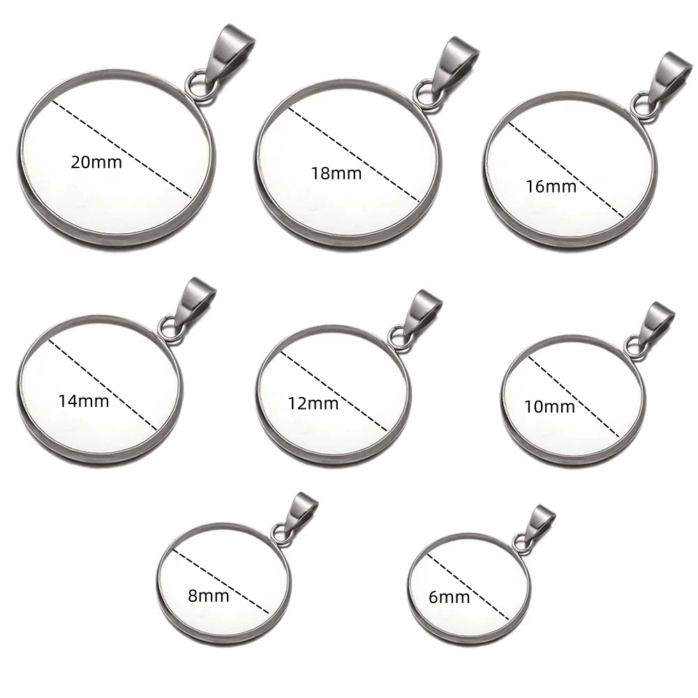 10pcs Stainless Steel Pendant Trays Cabochon Setting Blanks Bezels for DIY Charm Necklace Bracelet Jewelry Craft Making Supplies