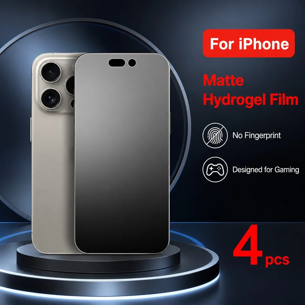 4 Stück Matte Hydrogel-Folie für iPhone 15 16 16e 17 18 14 Anti-Reflexions-Displayschutzfolie für iPhone 14 Pro 15 Pro 16 Pro 17 Pro 18 Pro