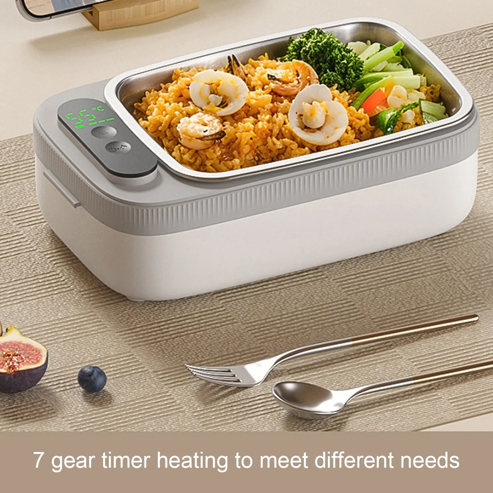 

【New】Electric Lunch Box Battery Powered Fast Heating 40W Portable Food Warmer Insulated 304 Stainless Steel Cordless for Work