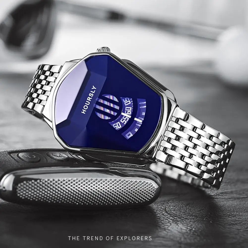 นาฬิกาข้อมือผู้ชายสแตนเลสทันสมัยกันน้ำนาฬิกาข้อมือควอตซ์สำหรับผู้ชายอุปกรณ์เสริมสำหรับผู้ชาย