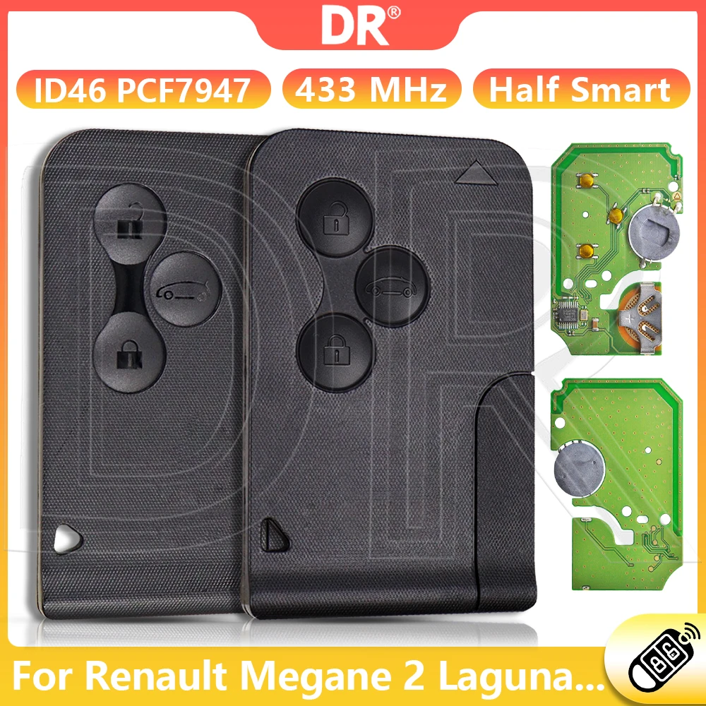 DR3 ID46 PCF7947 433MHz With Words Ultrasonic Welding Car Remote Key For Renault Megane 2 Scenic 2