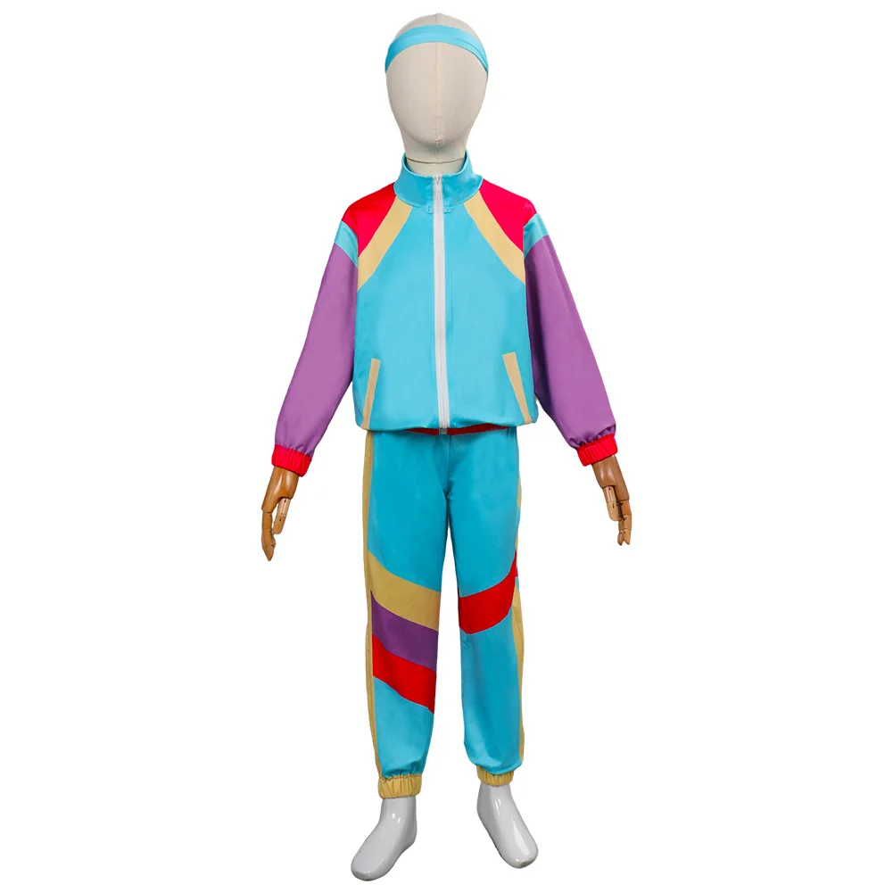 Retro 80s 90s Tracksuit Kids Hip Hop Costume Boys Girls Jacket Coat Pants Headband Outfits Disco Dance Sportswear Halloween Suit