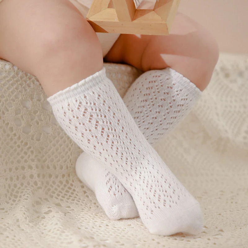 Baby Girls Knee High Socks Toddler Mesh Breathable Dress Socks Kids Cotton Tube Uniform Stockings