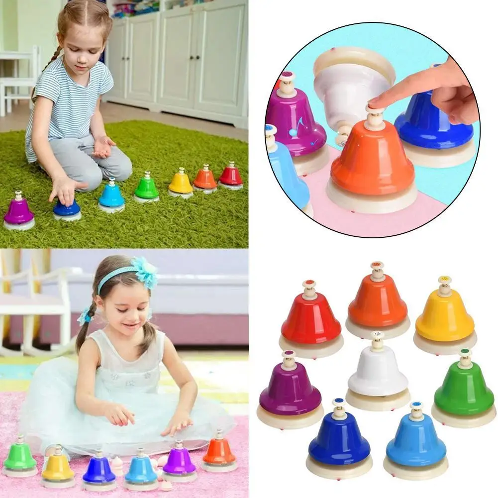  Percussion Musical Instrument Educational Toys Eight-Tone Bell Auditory Development Color Cognition Kids Music Toys