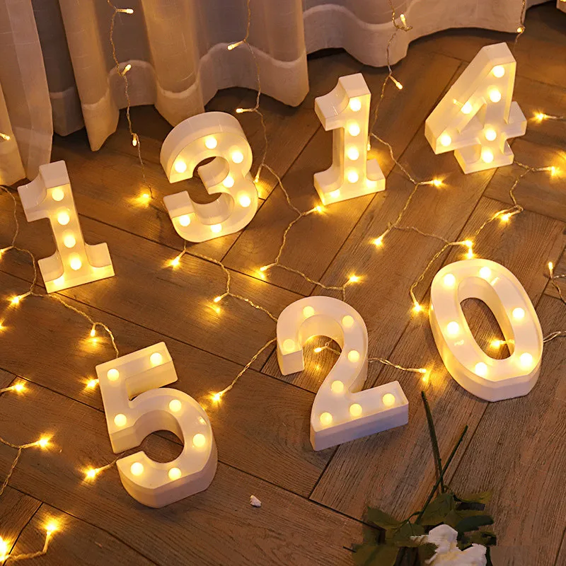 Alphabet Letter LED Nights Lights Number Lamp Decor Party Room Birthday Wall Wedding Home Decorations Personalised Ornaments