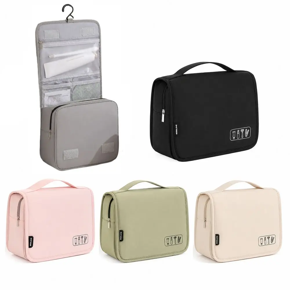 Portable Hanging Toiletry Bag Built-In Hook Large Capacity Travel Wash Bag Waterproof Carry Handle Cosmetic Bag