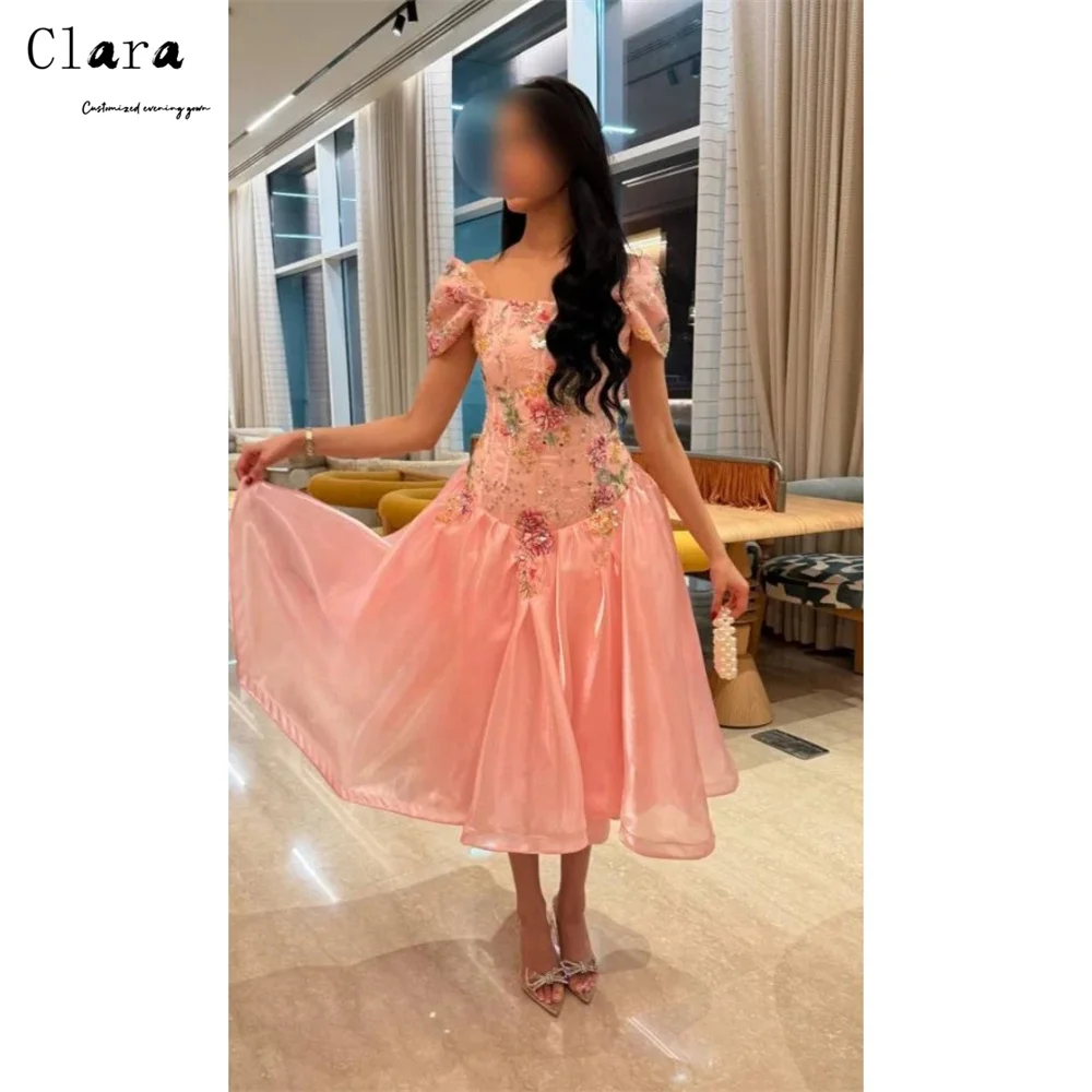 

Clara Custom Pink Flower Sleeveless A Line Elegant Evening Dresses for Woman Luxury Party Dress 2026 Woman Women's Ball Gown