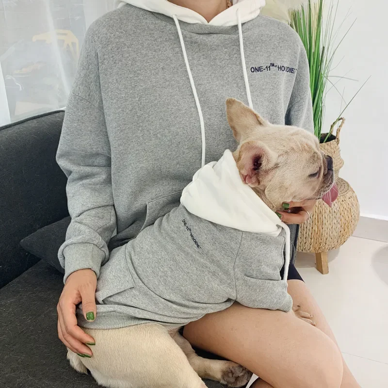 The New  Pet Clothes  Dog Clothes Parent-child Wear Spring and Autumn Korean Version Pure Cotton Hoodie Four Colors Seven Sizes