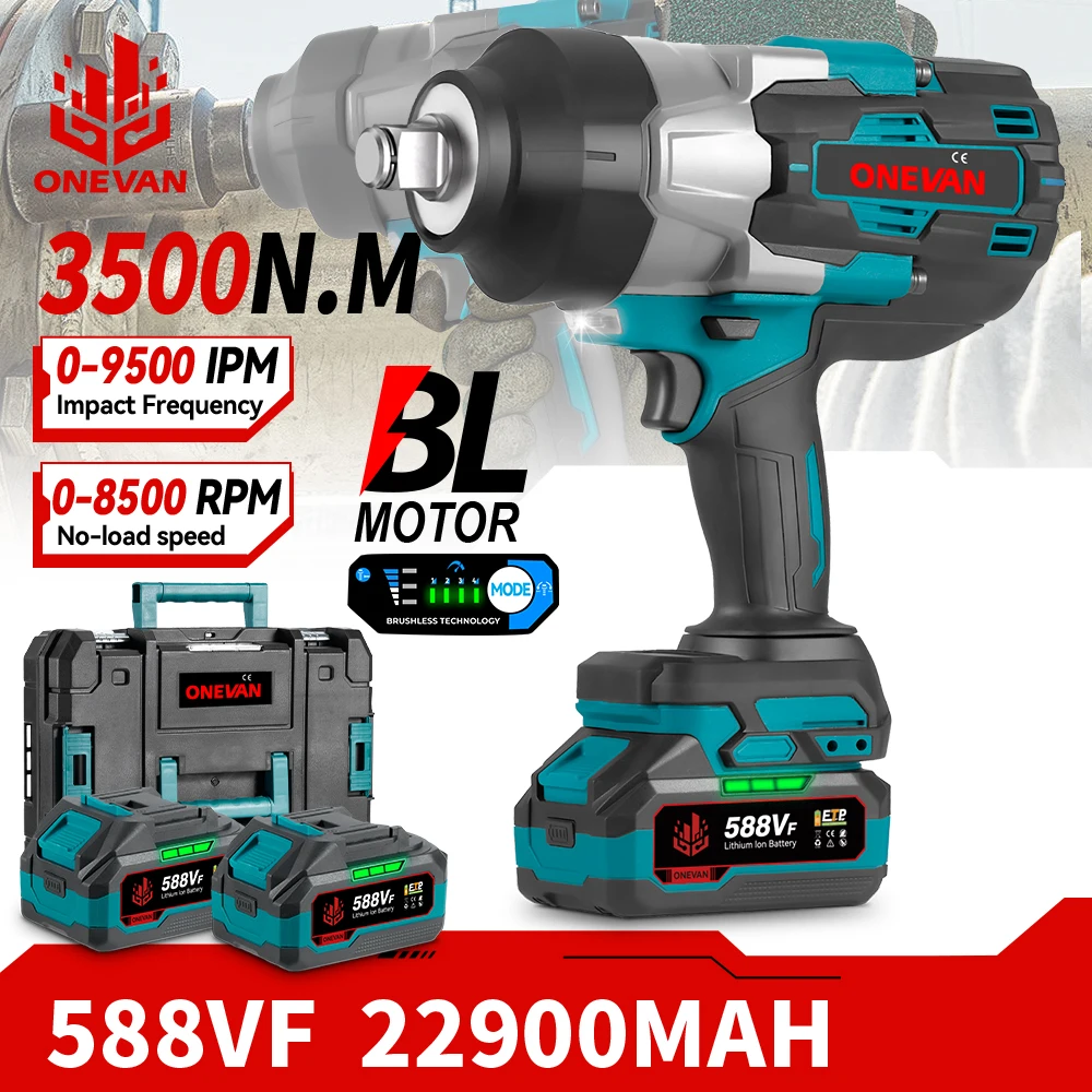 ONEVAN 3500N.M clé à chocs électrique dynamométrique sans brosse 3/4 pouces 8 vitesses clé sans fil outils électriques pour Makita 18V batterie broche