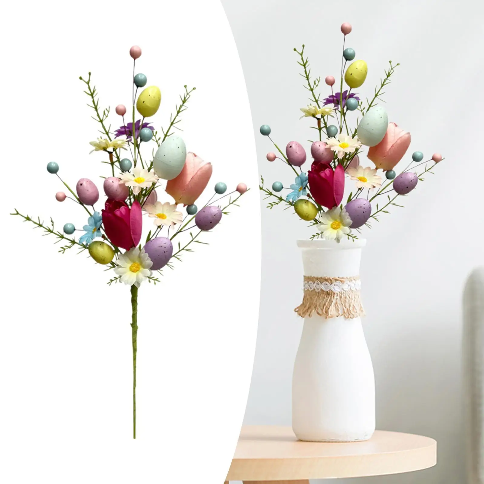 Easter Egg Stem Flower Pick Twig Easter Decoration Branch Fake Eggs for Vase