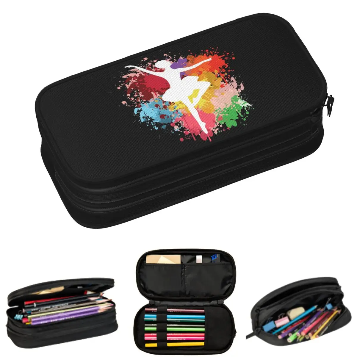 

Ballet Dancer Silhouette Art Pencil Cases for Students School Pen Box Pencil Bag Large Storage Pencil Pouch