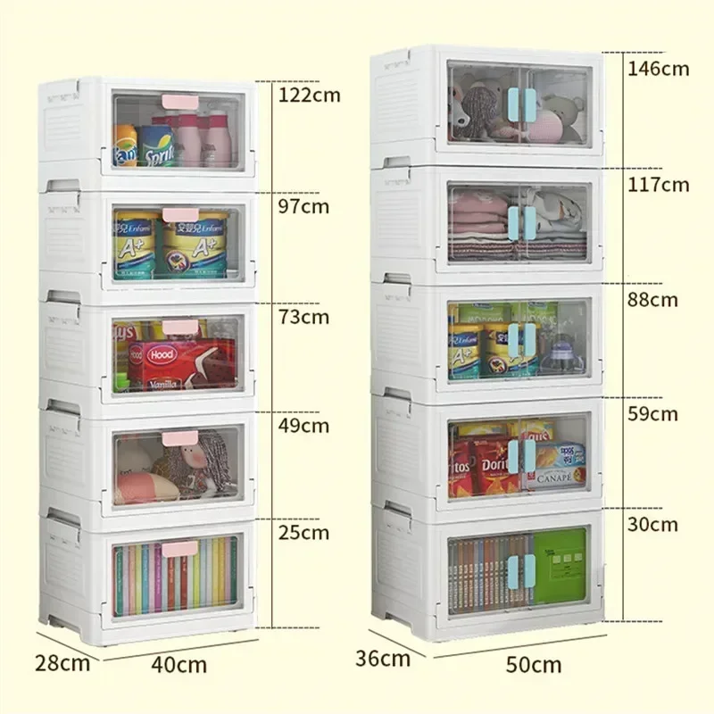 Large Capacity Camping folding Sliding storage box with lids Transparency stackable Clothes Toy Storage Bin Wardrobe Organizer