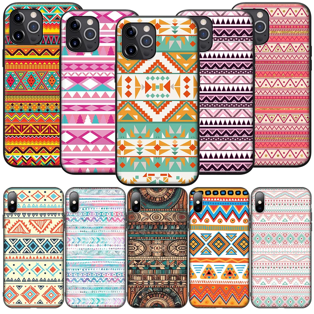 FL22 Aztec Tribal Tribe Colorful Flower NEW Phone Case for iPhone 16 15 14 13 7 8 Pro Max Mini Plus