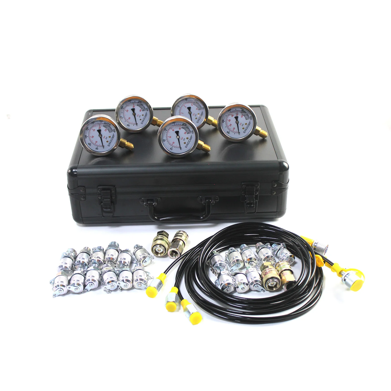 Hydraulic Pressure Test Kit For Komatsu Excavator Quick Connector with 5 Gauges,3 Test Hoses and 24 Couplings Excavator Car Part