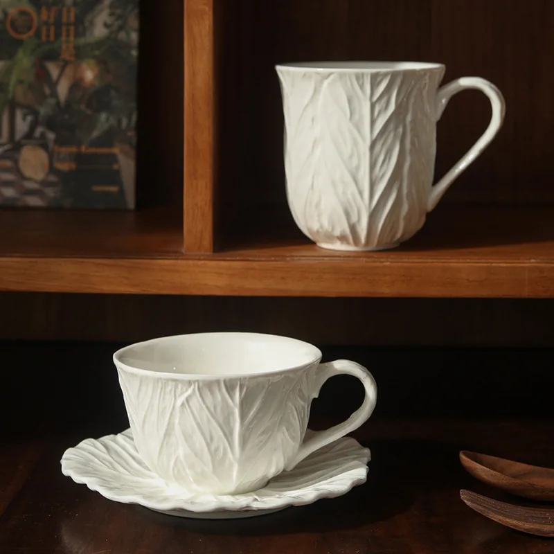 

Европейский рельефный набор кофейных кружек, высокоэстетическая чашка для латте Iced Americano, ретро-дворцовый стиль