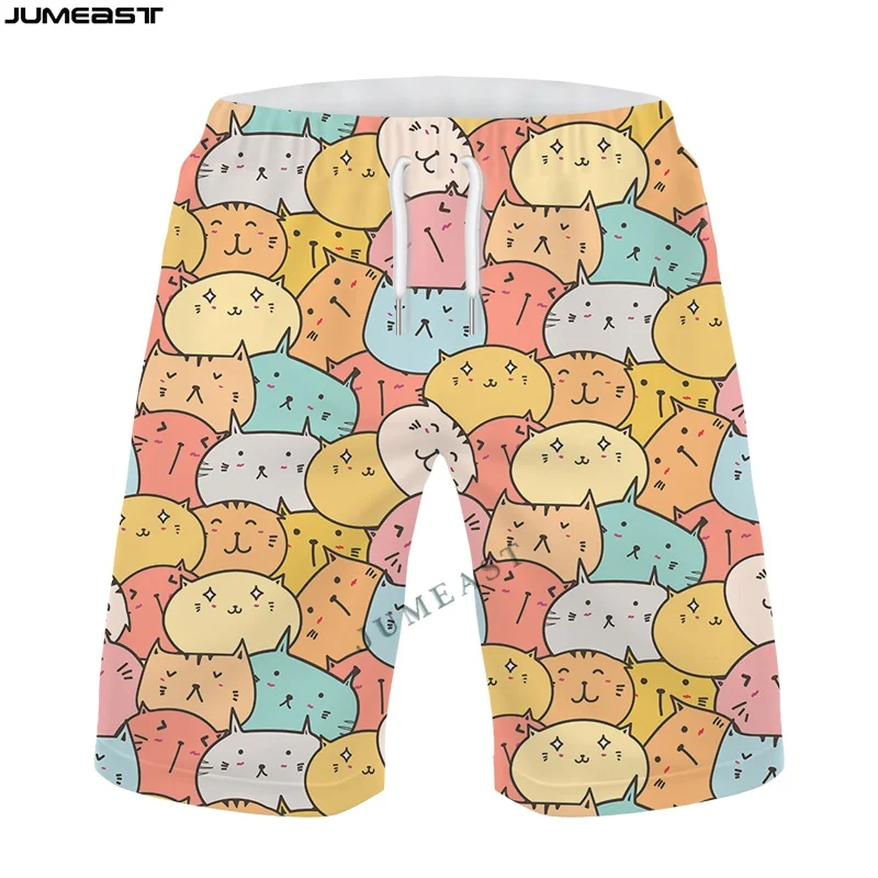 Jumeast-pantalones cortos 3D de gran tamaño para hombre y mujer, bañadores divertidos con dibujos animados de gato y Animal, informales, para playa