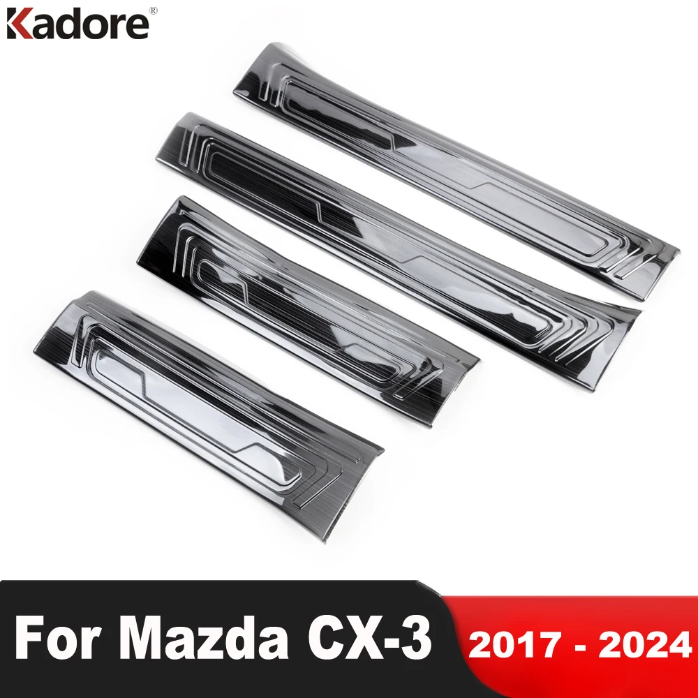 For Mazda CX-3 CX3 2017-2021 2022 2023 2024 Stainless Inner Door Sill Scuff Plate Cover Trim Welcome Pedal Guard Car Accessories