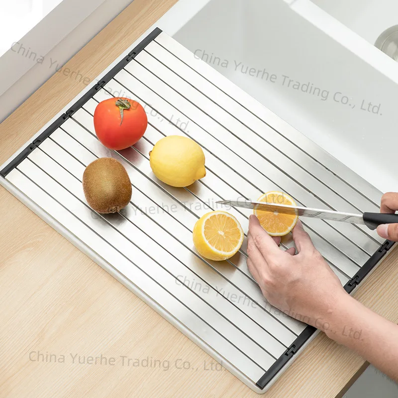 

Кухонная бытовая раковина, липкая доска, разделочная доска, сливная стойка из нержавеющей стали, многофункциональная складная Thawing Board, слив для бассейна