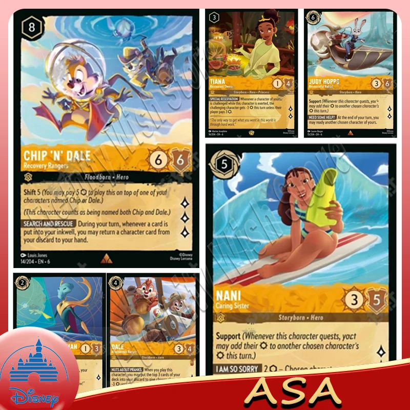 

Disney Lorcana ASA 013~024 английская версия с одной картой Monterey Jack Chip 'N' Dale Judy Hopps Simba Rabbit Roo Mr. Litwak Tiana