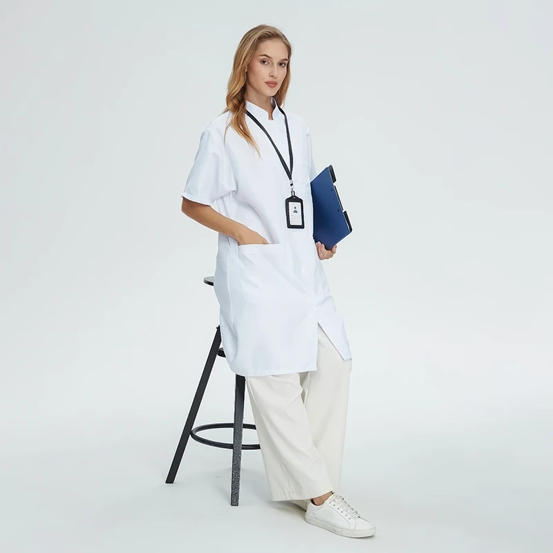 Médicos enfermeiros roupas de trabalho uniforme conjunto de manga curta laboratório spa veterinário hospital anestesista clínica feminino jaqueta casaco
