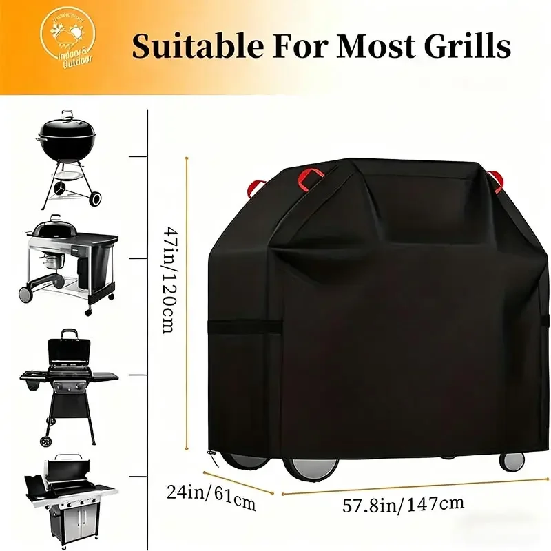 210D Silver Coated Cloth Outdoor Barbecue Hood Oven Cover,BBQ Cover Dustproof Gas Charcoal Electric Barbe Heavy Duty Grill Cover view 4