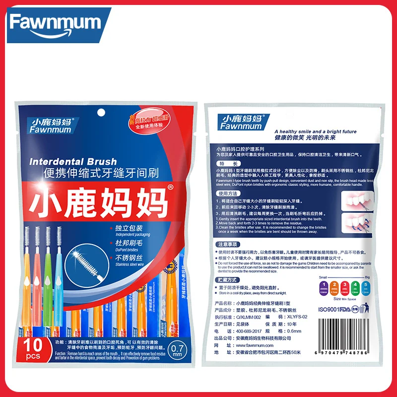 Fawnmum Interdental Brush Clean Between Teeth Toothbrush Cleaning Oral Tools Dental Orthodontics Portable 0.6-1.2mm