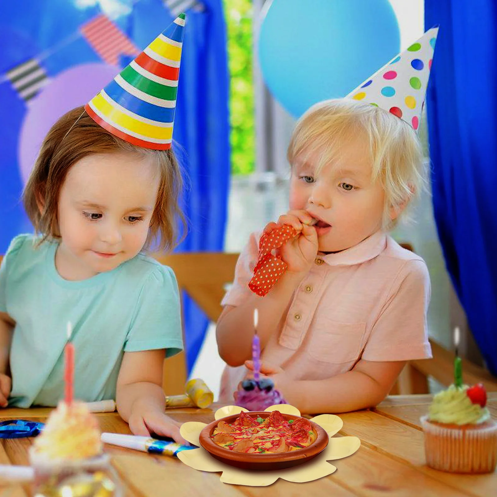 

40Pcs Daisy Flower Shaped Paper Plates Floral Party Plates for Birthday Spring Picnic Dessert Tea Party Tableware