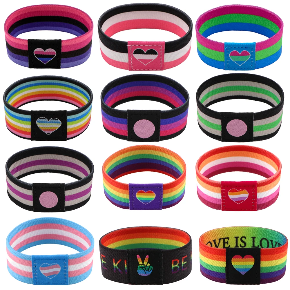LGBT قوس قزح العلم سوار شارة الرياضة معصمه مطاطا الإسورة أساور الإكسسوارات أساور شارة هدية