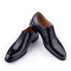 lace-up solid Oxford Men's dress shoes Wear formal handcrafted high quality fashion leather classic office social shoes