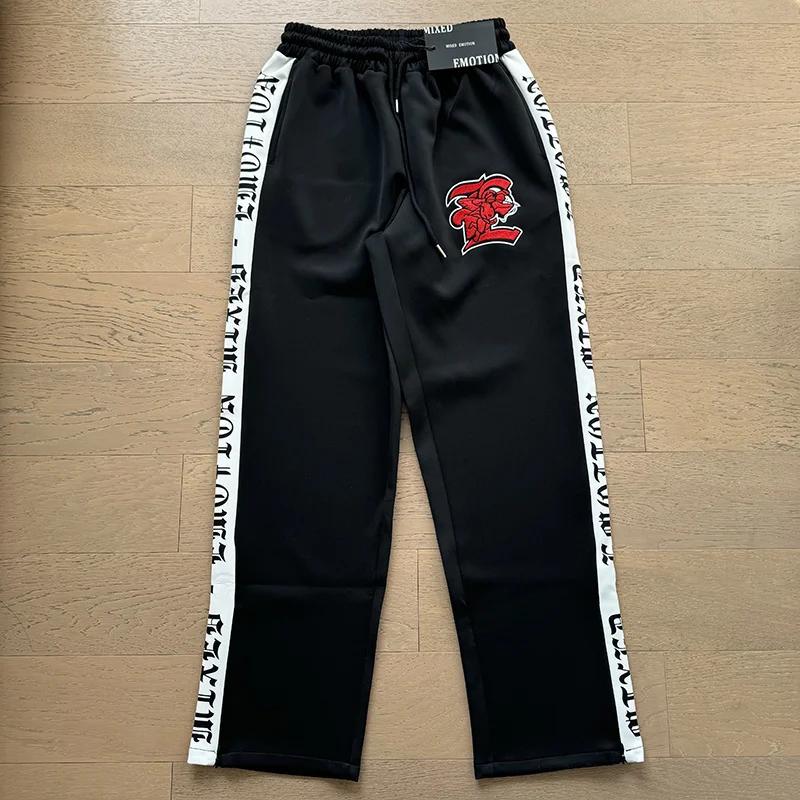 مختلط العاطفة المطرزة شعار اللون بلو عارضة الشارع الشهير Jaet السراويل مجموعة الشباب الخريف Faion طويلة Sve السراويل الطويلة #4