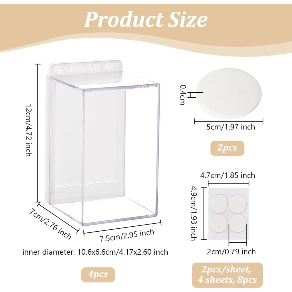 4 Sets Acrylic Display Case 4.7x2.8x3 inch Transparent Display Case Action Figures Display Box Dustproof Acrylic Case Cube