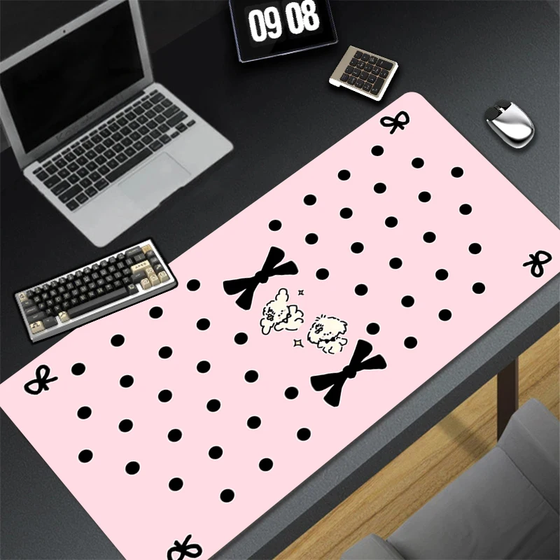 Mouse Pad Laptop White Cat Gaming Accessories Keyboard Rug Office PC Black Bowknot Anime Pink Desk Mat Large Ins Style Mousepad