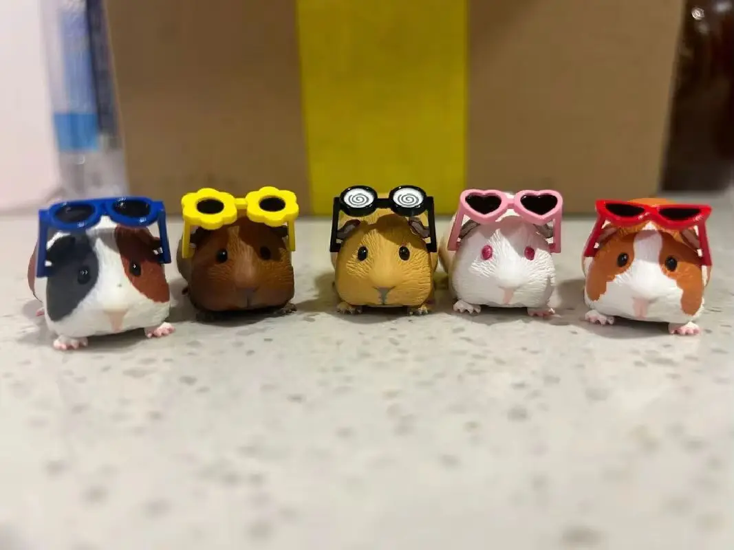 Guinea Pig With Sunglasses Blind Box Cute Mini Anime Action Figure Model Toys Kawai Desktop Decoration Surprise Souvenir Gift