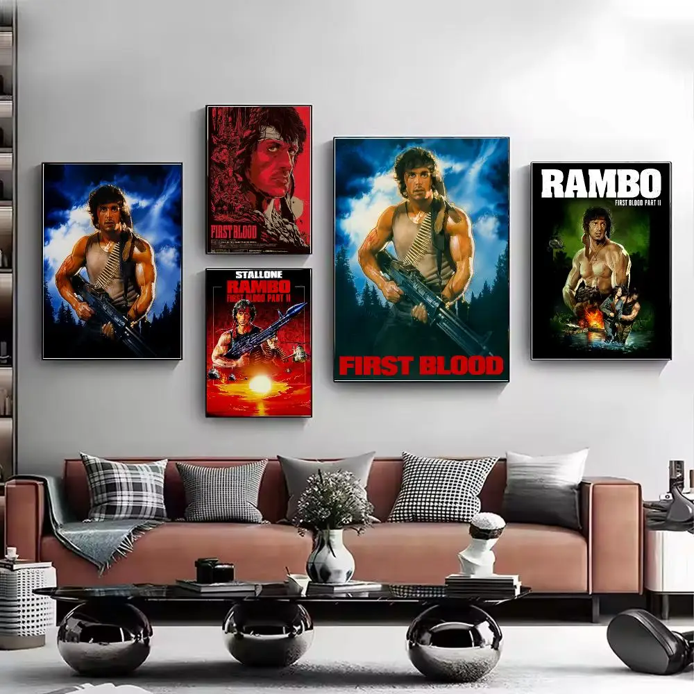 Movie First Blood Rambo Poster Stylish Wall Art Print for Living Room Bedroom Study Office Café Home Decor Modern Gift