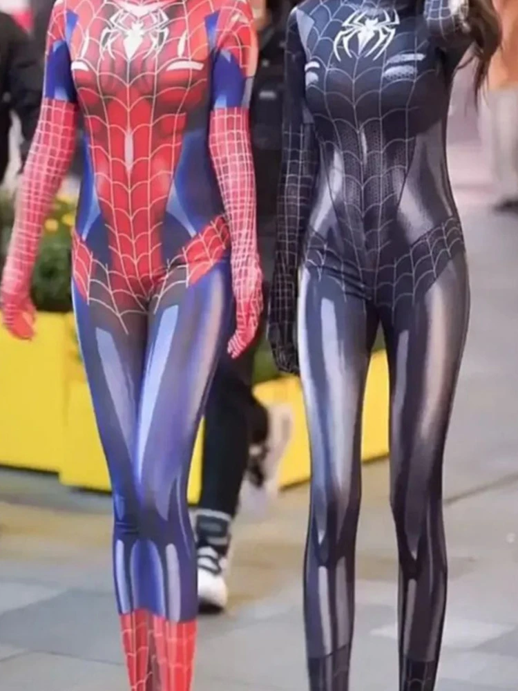 Plus Size Spiderman Cosplay donna corsetto Cos ragno nero da donna MJ Tiktok stesso gioco di ruolo femminile adulto con apertura sul cavallo tuta