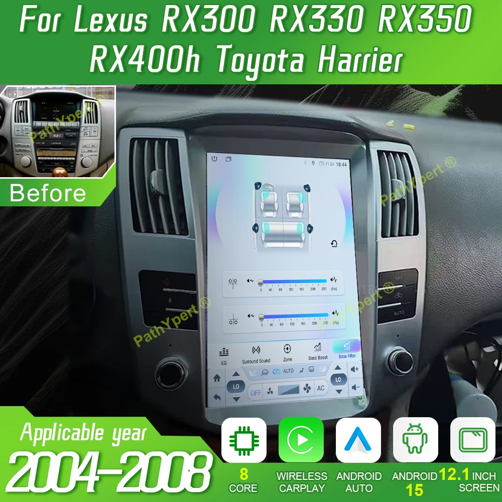 

8Core+256GB Android15 For Lexus RX300 RX330 RX350 RX400h For Toyota Harrier 2004-2008 Radio Video Player AutoRadio Tape Recorder