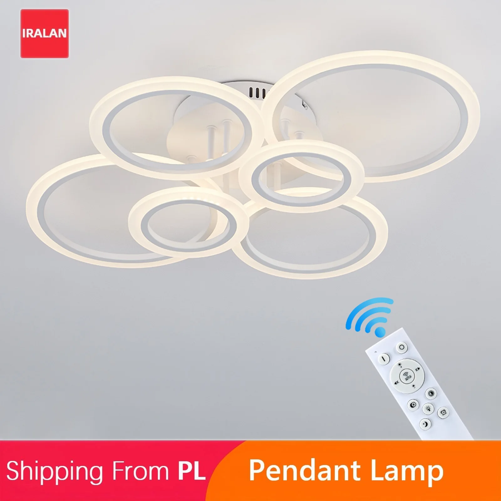 Plafoniera moderna a LED Cerchio Lustre Lampada da soffitto in acrilico con telecomando Camera da letto Hotel Studio Sala da pranzo Lampadari