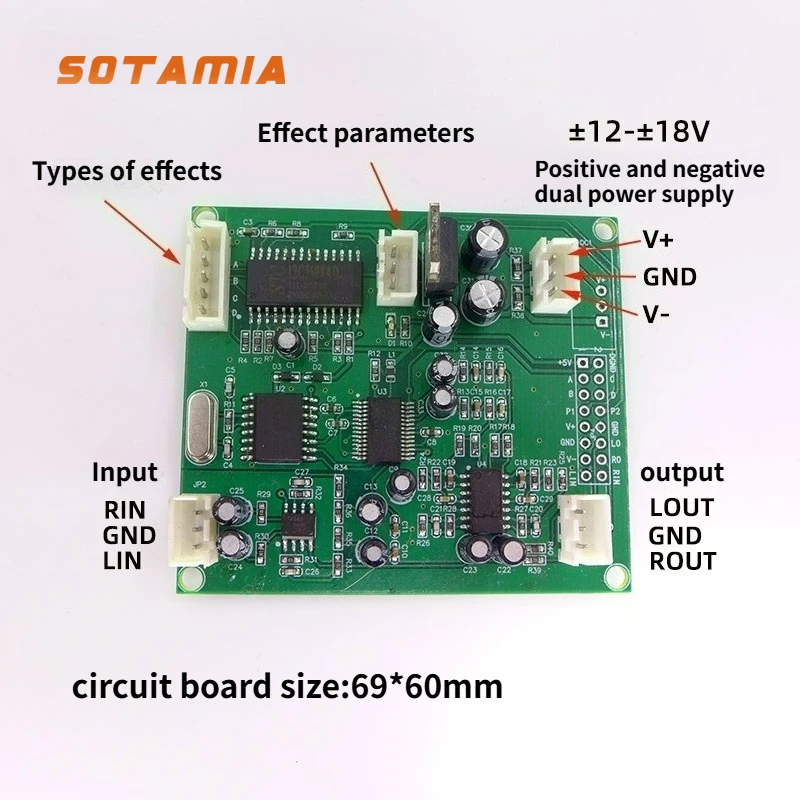 

SOTAMIA Karaoke Board 16 Kinds of Sound Effects DSP Digital Microphone Reverb Board Audio Mixer Effect Modification Module