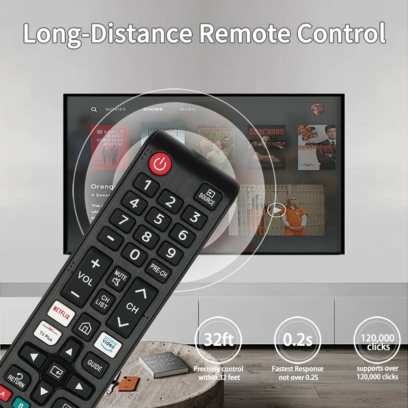 جهاز تحكم عن بعد بديل لتلفزيون سامسونج الذكي ، أزرار نيتفليكس ، بريميفيديو ، UN43TU7000F #3
