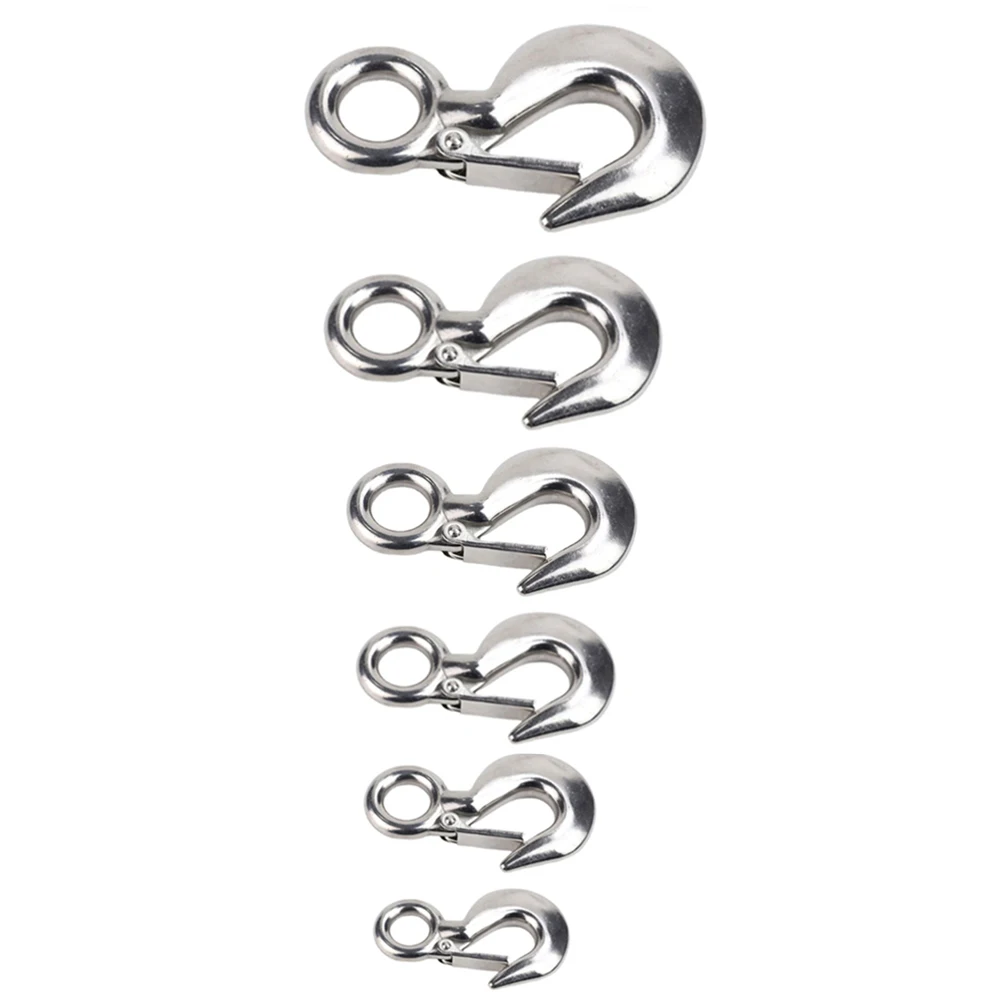 1pcs 0.5T-3T 304 Stainless Steel Lifting Hook 6 Sizes Optional For Cargo ships, yachts, mountaineering Hardware Accessories
