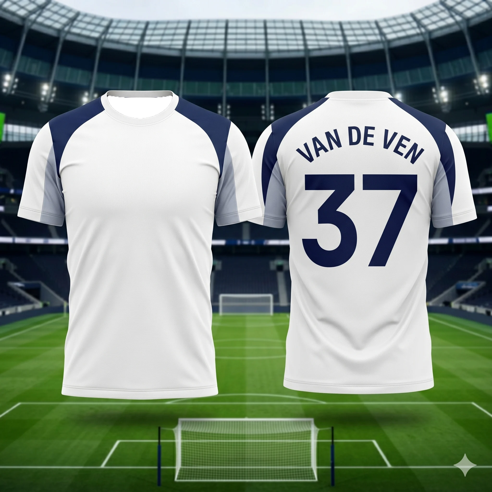 Camiseta de Futebol Tottenham para Crianças, Sem Impressão, Azul Marinho e Branco, Tecido Respirável e de Secagem Rápida, Camiseta de Treino para Homens e Mulheres