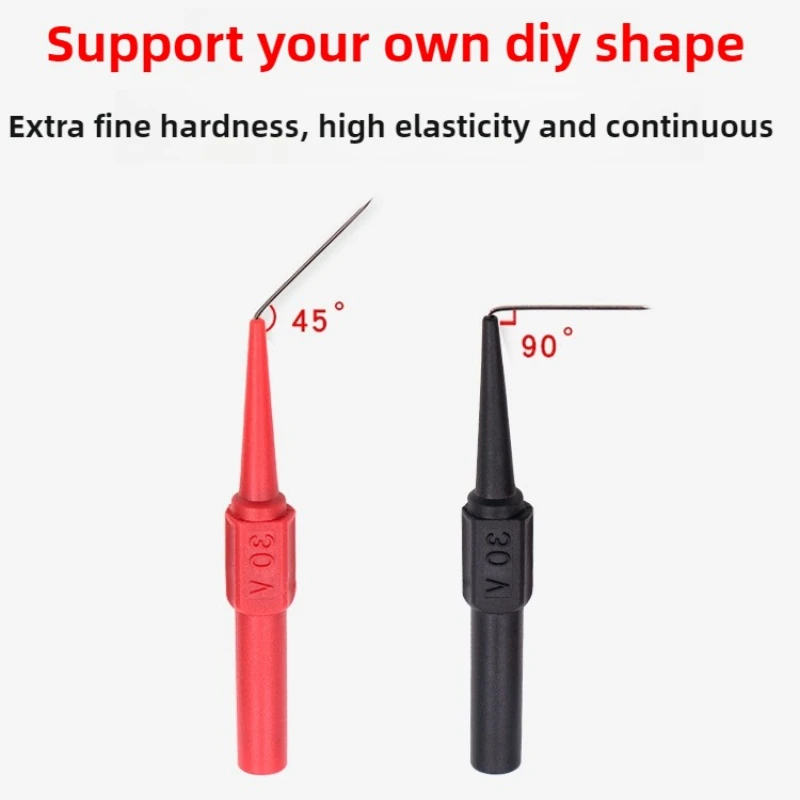 Insulation Piercing Needle Non-destructive Multimeter Test Probes Red/Black 30V-60V For Banana Plug