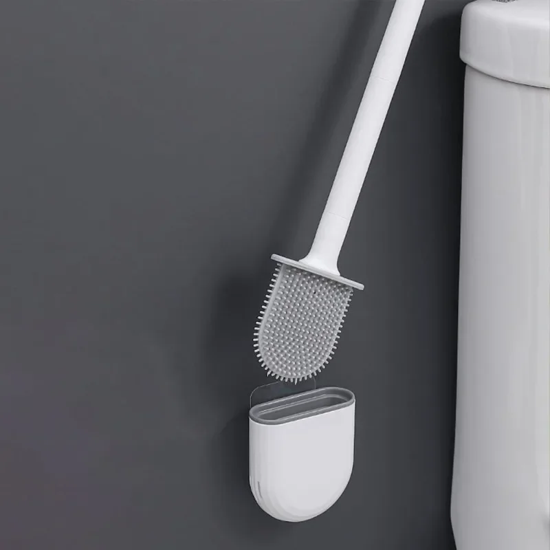 Toiletten bürsten reinigungs werkzeuge wc wand montierte Silikon-Flach bürsten köpfe für die Waren des Haushalts zubehörs für das Badezimmer