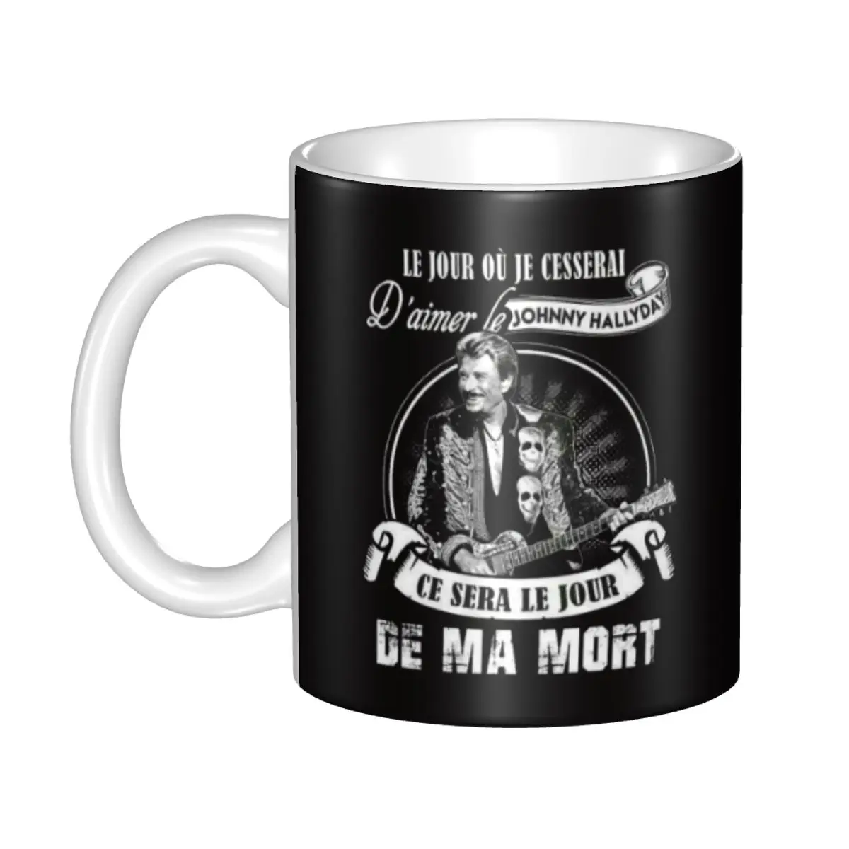 Johnny Hallyday French Singer Coffee Mug DIY Personalized Heavy Metal Rock Ceramic Milk Tea Mug