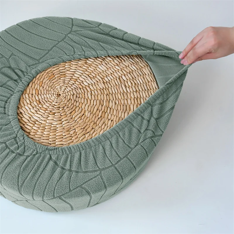 1PC Round Seat Cushion Cover Elastic Jacquard Chair Cover Floor Cushion Slipcover Putua Tatami Cushion Covers for Living Room view 6